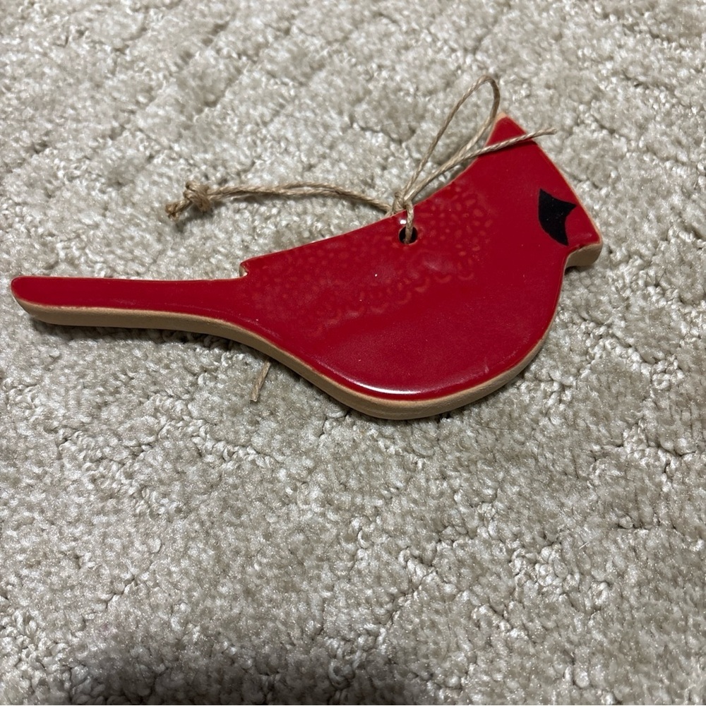 Mud Pie Cardinal Stone Ware Christmas Ornament